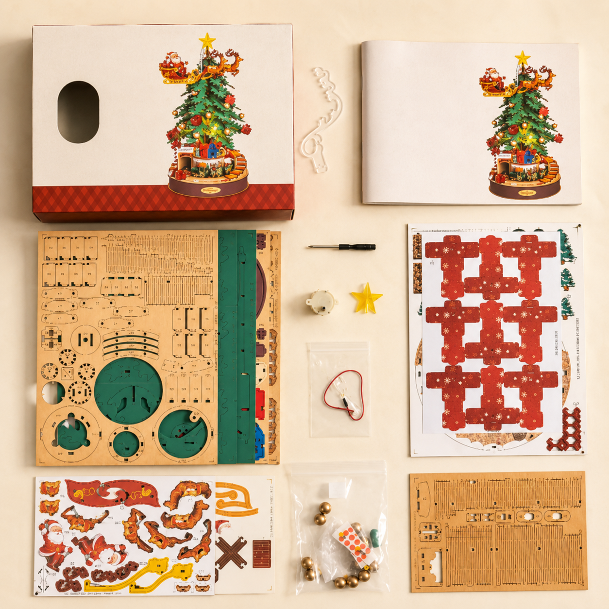 3D Wooden Puzzle Christmas Tree Music Box Kit Montessori & Toys