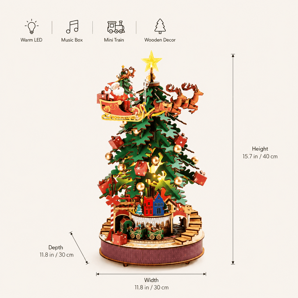 3D Wooden Puzzle Christmas Tree Music Box Kit Montessori & Toys
