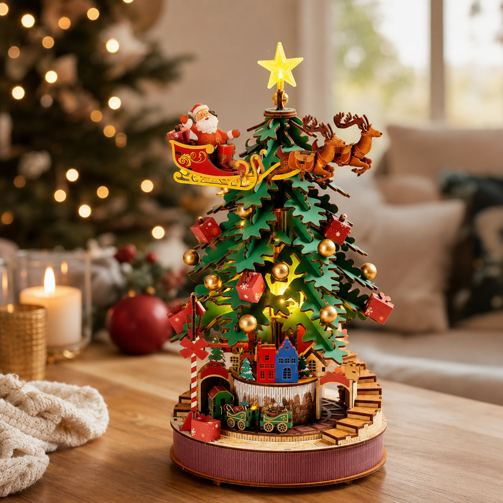 3D Wooden Puzzle Christmas Tree Music Box Kit Montessori & Toys