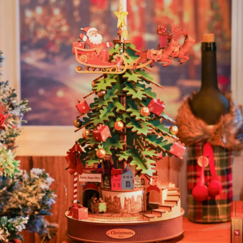 3D Wooden Puzzle Christmas Tree Music Box Kit Montessori & Toys