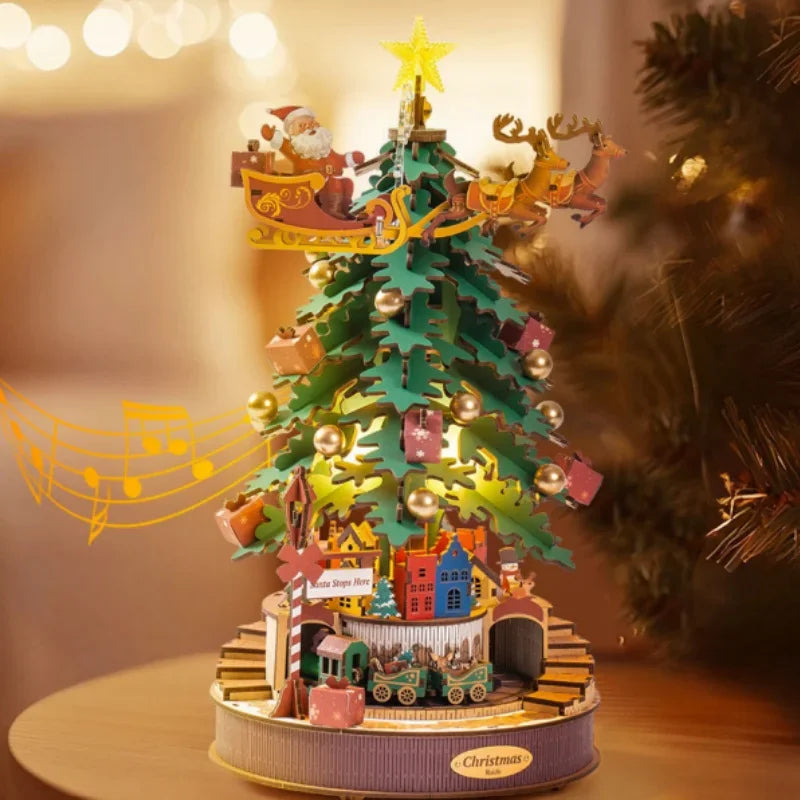 3D Wooden Puzzle Christmas Tree Music Box Kit Montessori & Toys