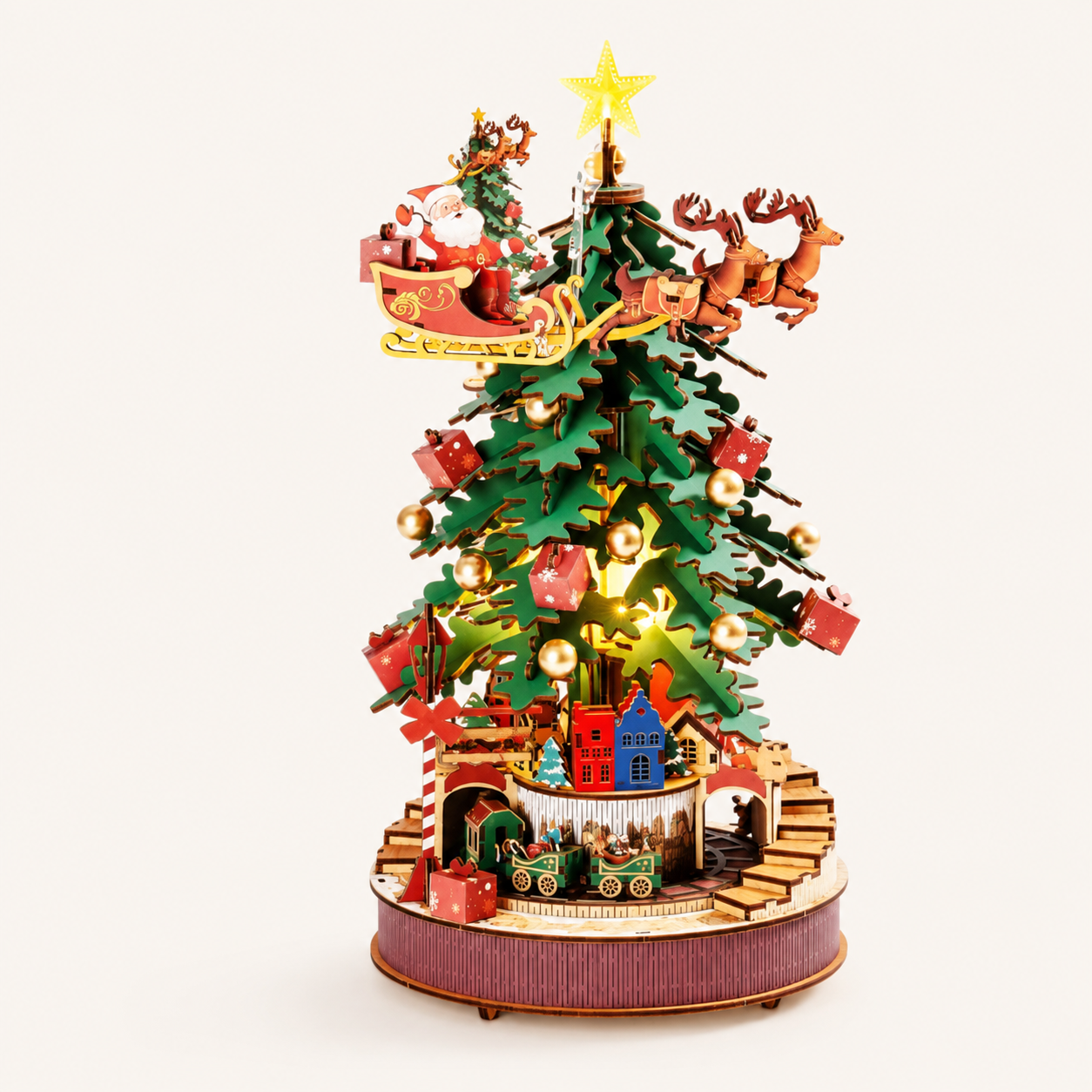 3D Wooden Puzzle Christmas Tree Music Box Kit Montessori & Toys