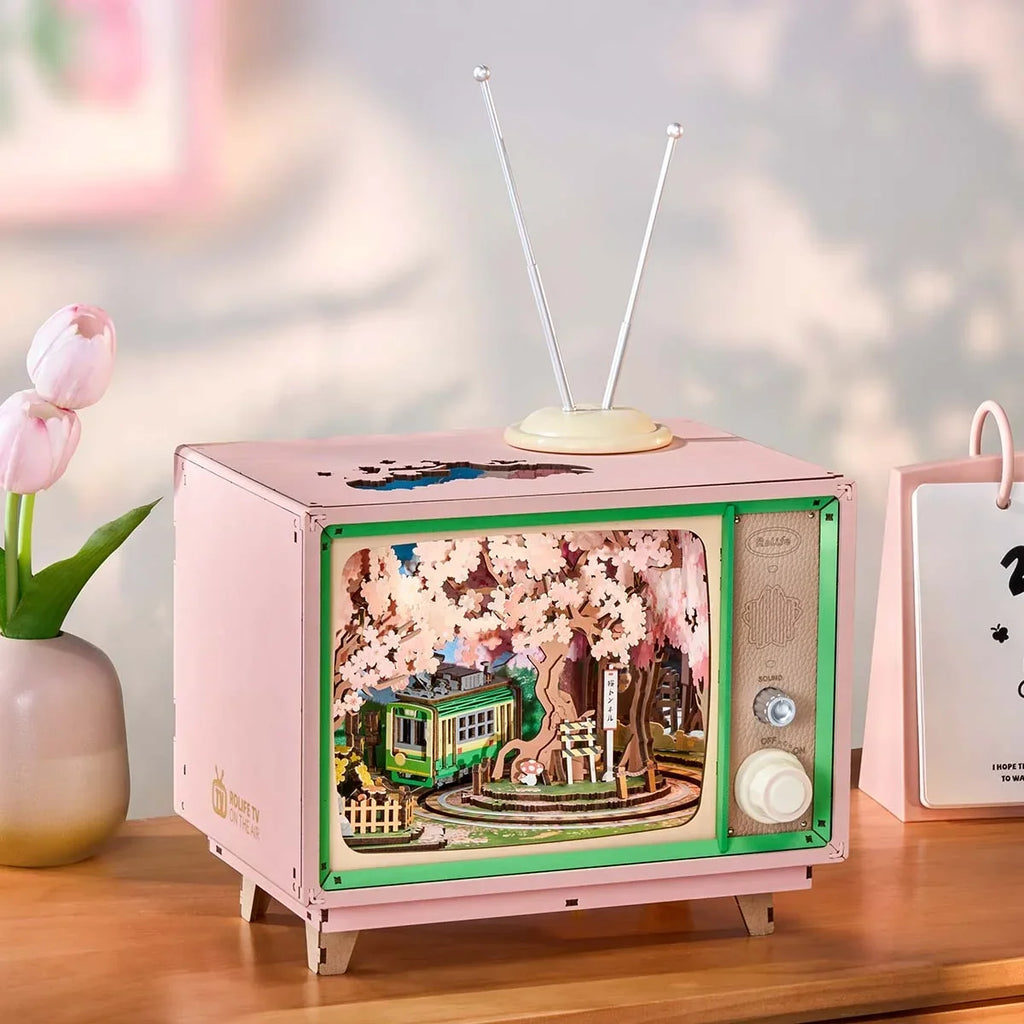 3D Wooden Puzzle Music Box Sakura TV DIY Kit Montessori & Toys
