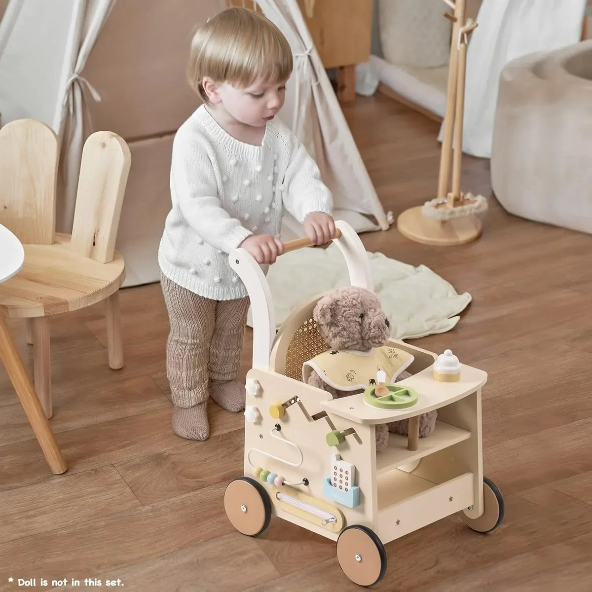 Carrello Primi Passi in Legno per Imparare a Camminare Montessori & Giocattoli