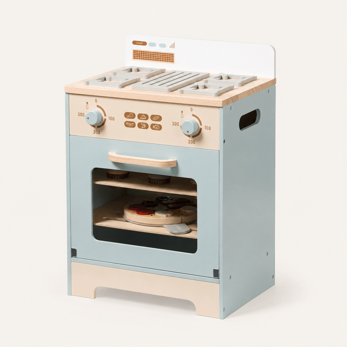 Cucina Giocattolo in Legno Set Completo Blu per Bambini Montessori & Giocattoli