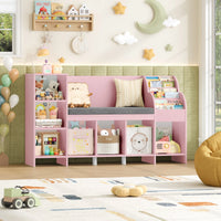 Kids Bookcase Toy Storage with Reading Bench Montessori & Toys