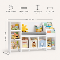 Kids Bookcase Toy Storage with Reading Bench Montessori & Toys