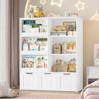 Kids Bookshelf Sliding Door 10 Shelves Montessori & Toys