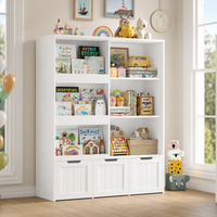 Kids Bookshelf Sliding Door 10 Shelves Montessori & Toys