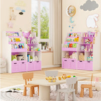 Kids Bookshelf Toy Storage 4 Drawers 6 Cubbies Montessori & Toys