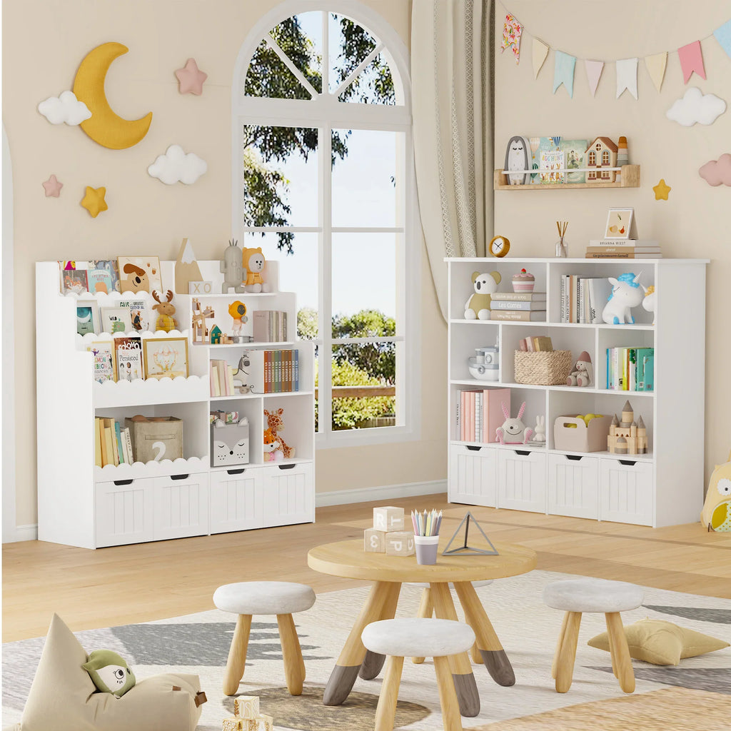 Kids Bookshelf Toy Storage 4 Drawers 6 Cubbies Montessori & Toys