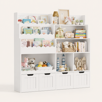 Kids Bookshelf Toy Storage 4 Drawers 6 Cubbies Montessori & Toys