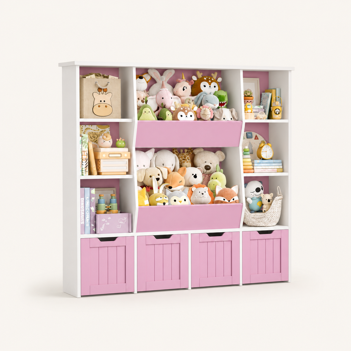 Kids Bookshelf Toy Storage 9 Shelves 4 Boxes Montessori & Toys
