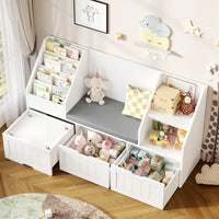 Kids Bookshelf Toy Storage Bench 3 Boxes Montessori & Toys