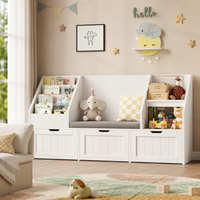 Kids Bookshelf Toy Storage Bench 3 Boxes Montessori & Toys