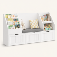 Kids Bookshelf Toy Storage Bench 3 Boxes Montessori & Toys