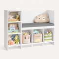 Kids Bookshelf Toy Storage Bench 6 Shelves Montessori & Toys