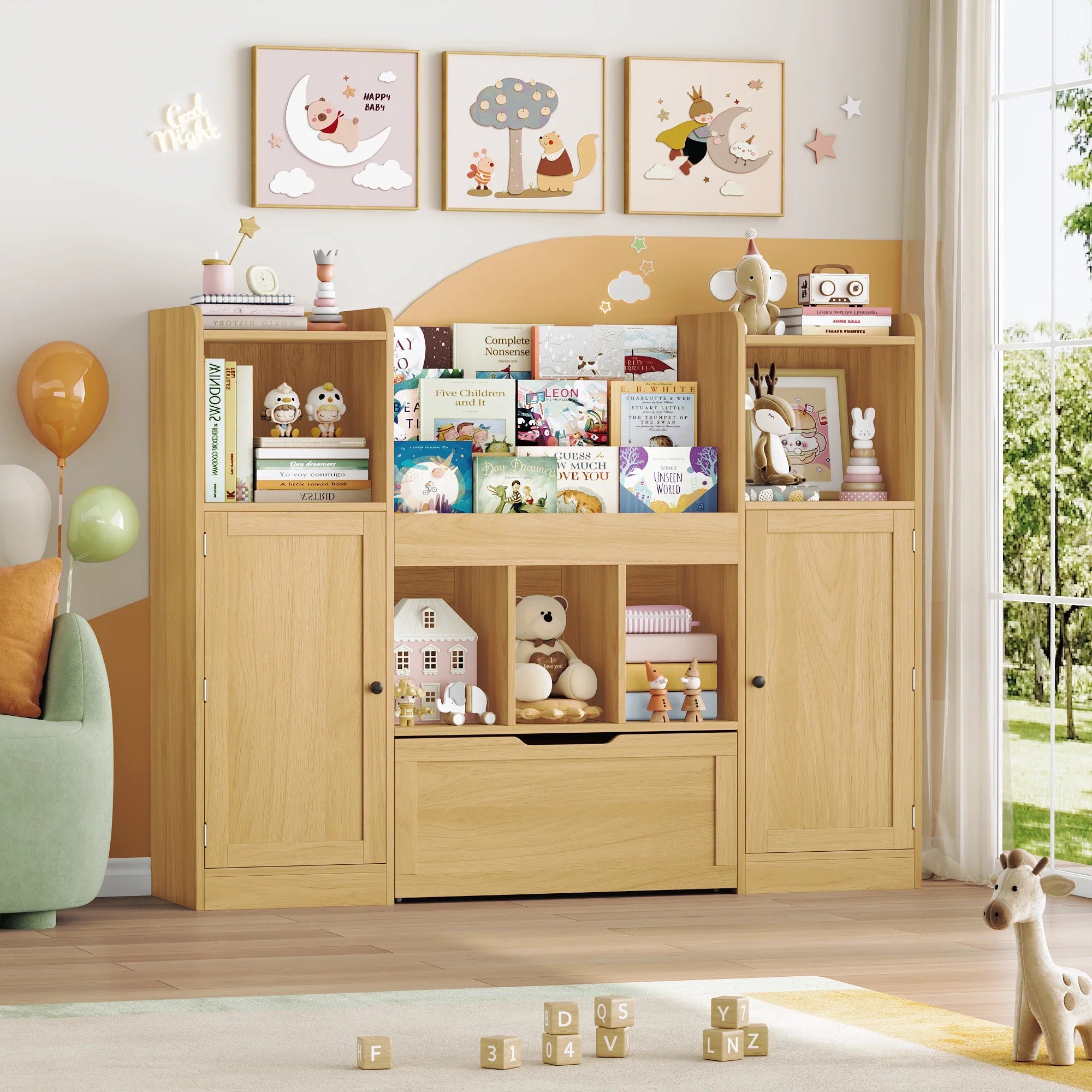 Kids Toy Storage 3 Tier 2 Doors 1 Drawer Montessori & Toys