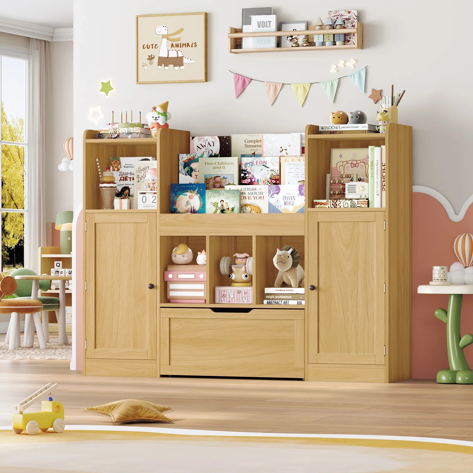 Kids Toy Storage 3 Tier 2 Doors 1 Drawer Montessori & Toys