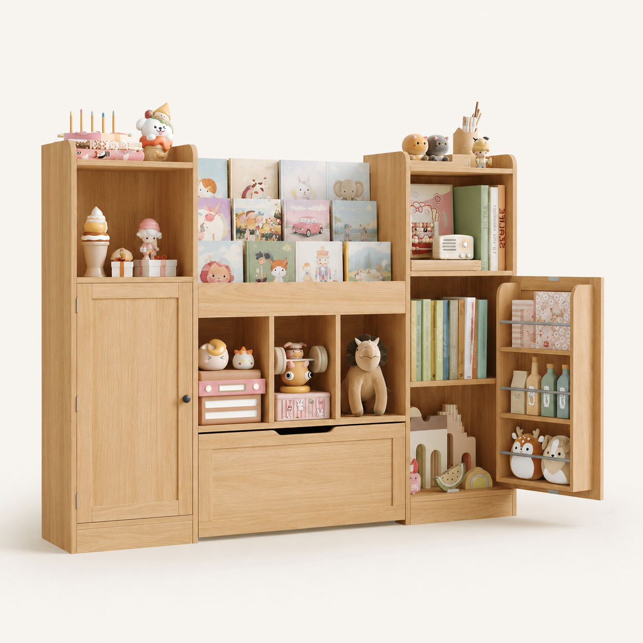 Kids Toy Storage 3 Tier 2 Doors 1 Drawer Montessori & Toys