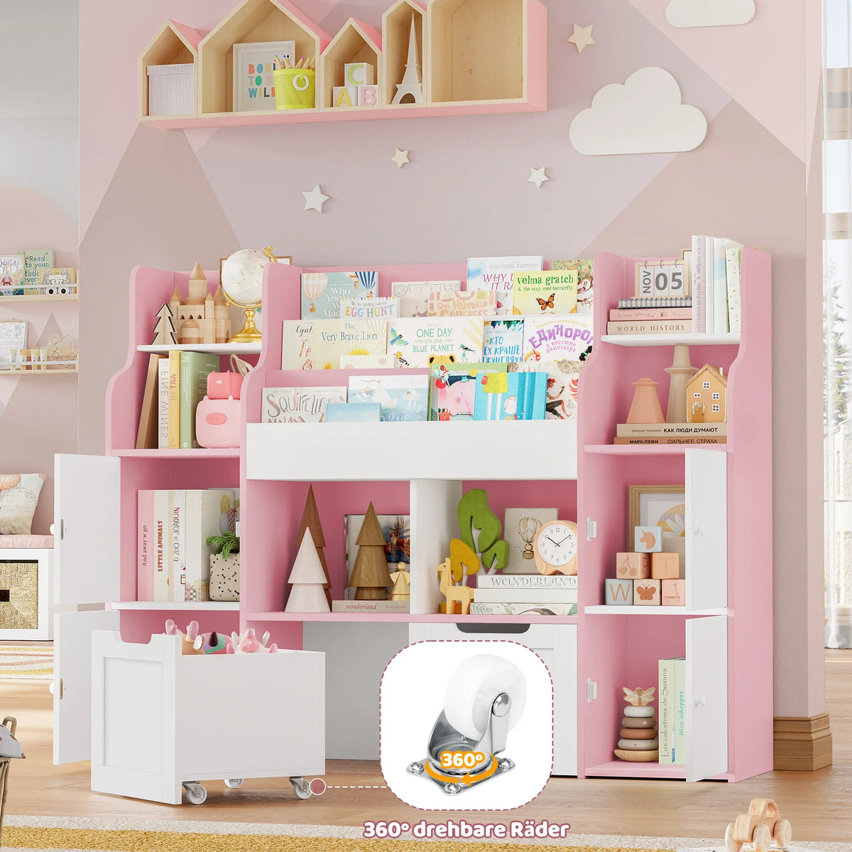 Kids Toy Storage 3 Tier 4 Doors 2 Drawers Montessori & Toys