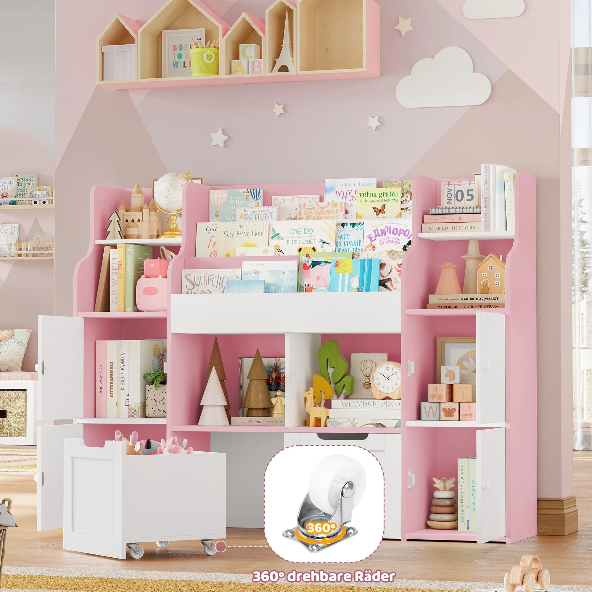 Kids Toy Storage 3 Tier 4 Doors 2 Drawers Montessori & Toys
