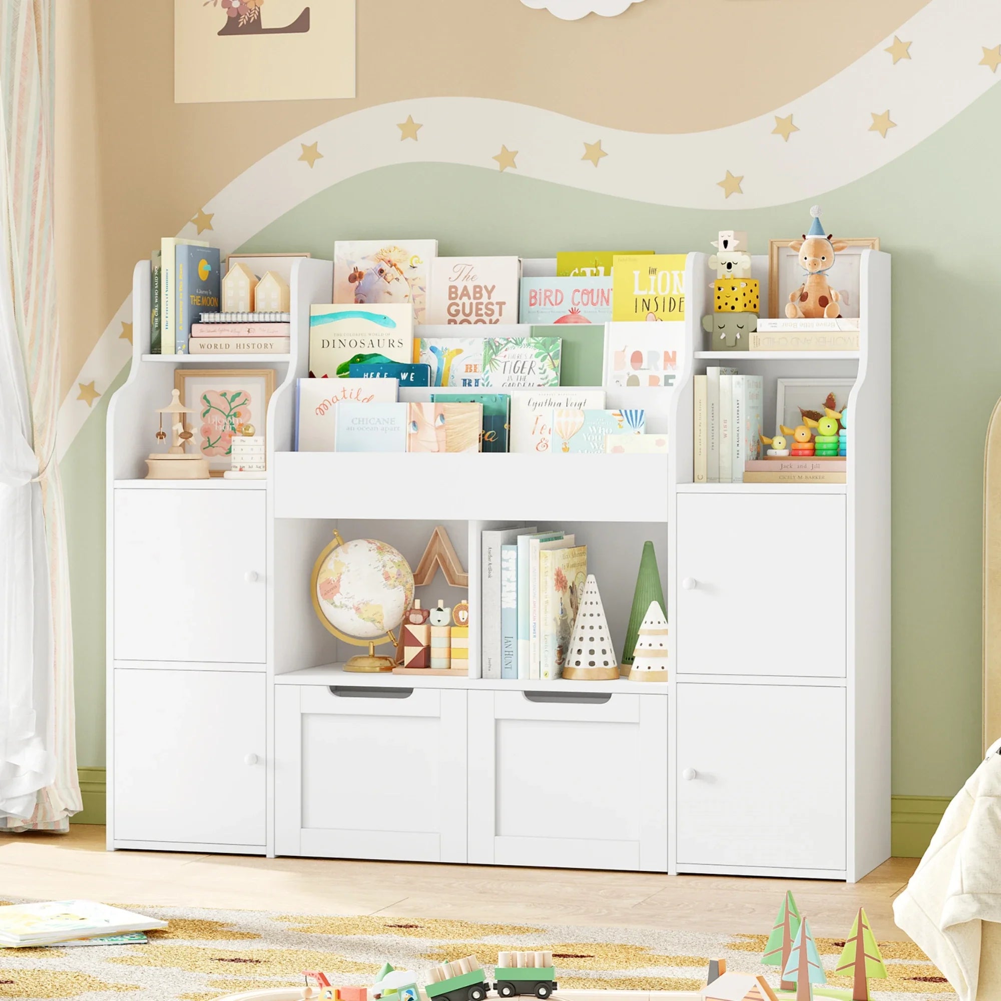 Kids Toy Storage 3 Tier 4 Doors 2 Drawers Montessori & Toys