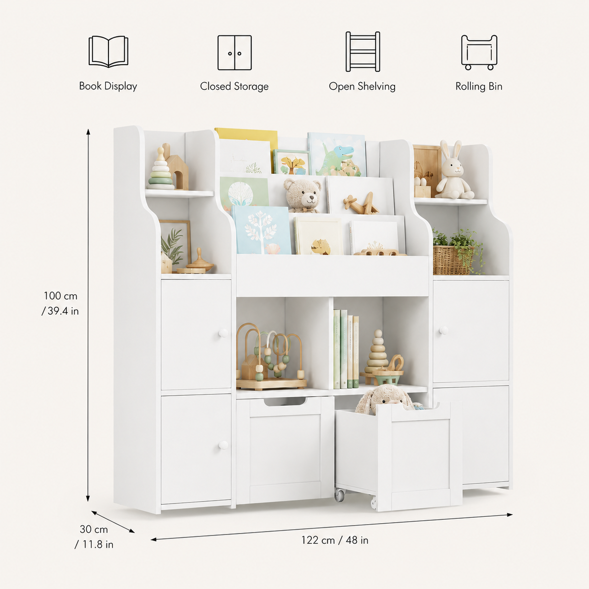 Kids Toy Storage 3 Tier 4 Doors 2 Drawers Montessori & Toys