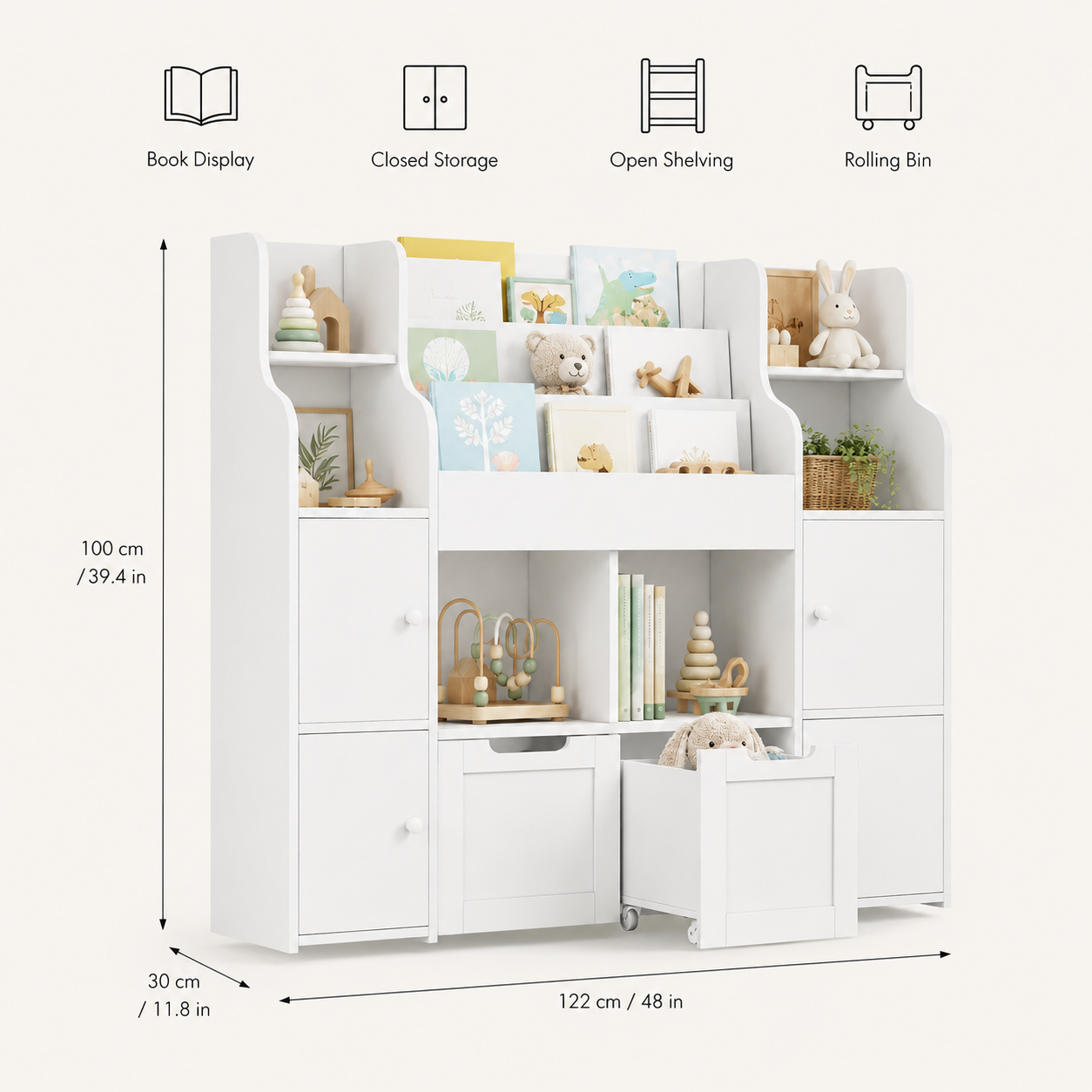 Kids Toy Storage 3 Tier 4 Doors 2 Drawers Montessori & Toys