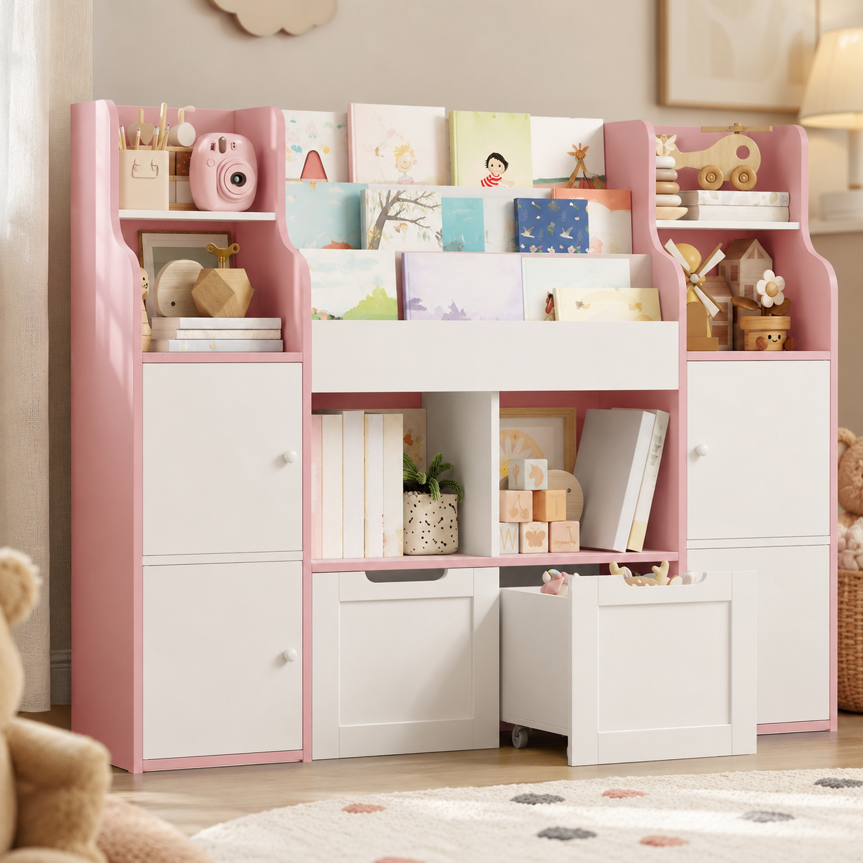 Kids Toy Storage 3 Tier 4 Doors 2 Drawers Montessori & Toys
