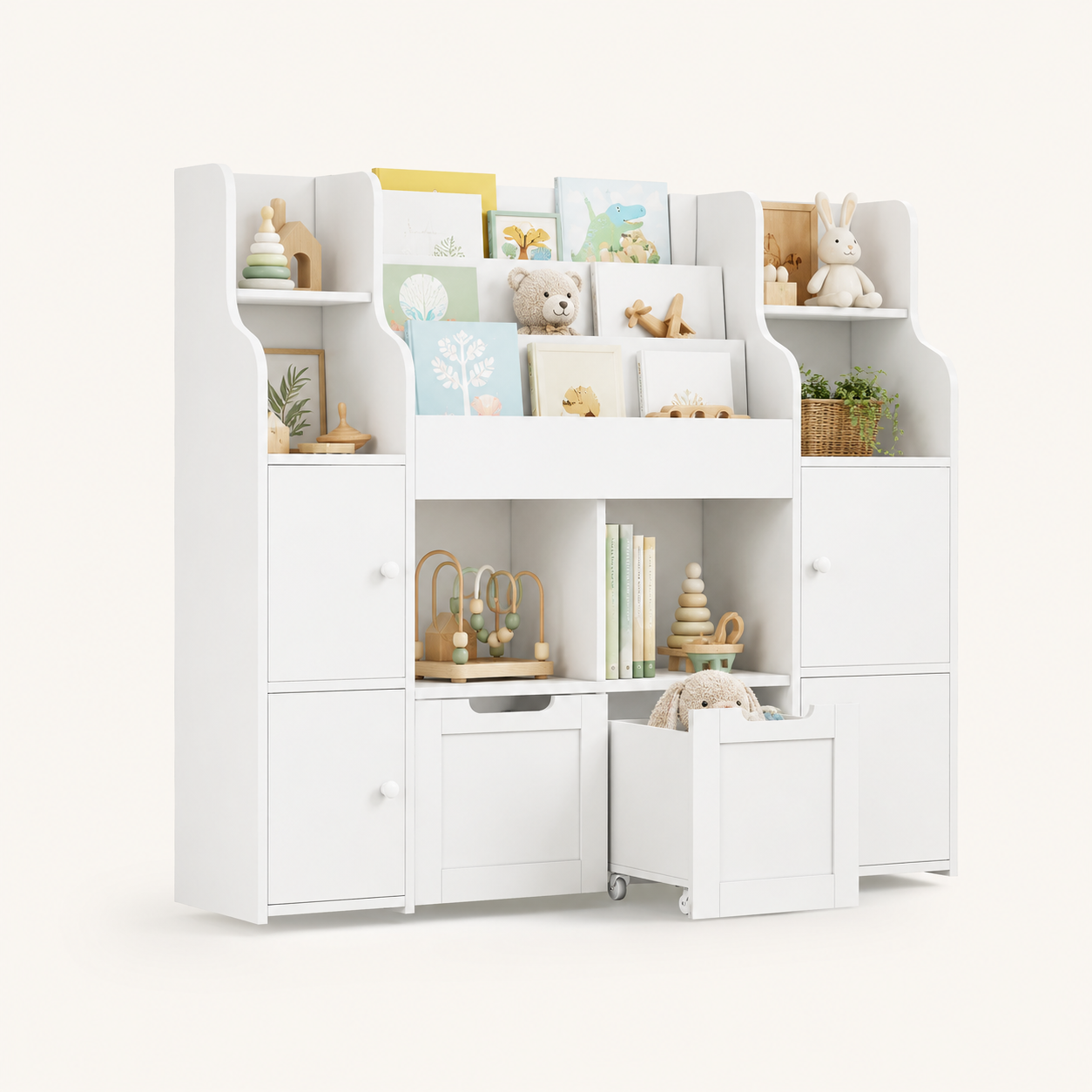 Kids Toy Storage 3 Tier 4 Doors 2 Drawers Montessori & Toys