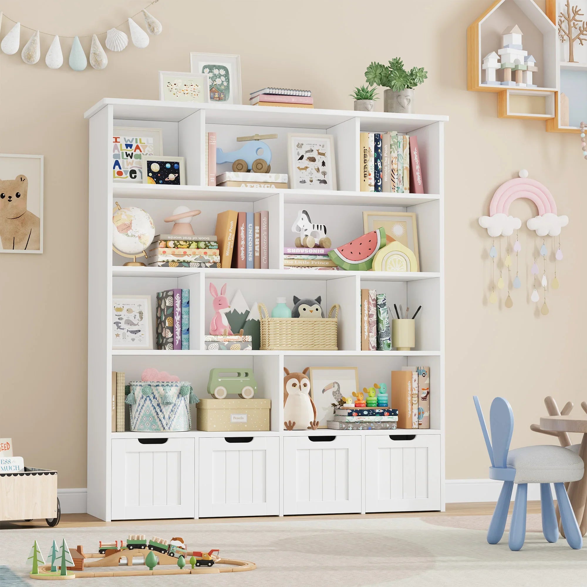 Kids Toy Storage 4 Drawers 11 Shelves Montessori & Toys