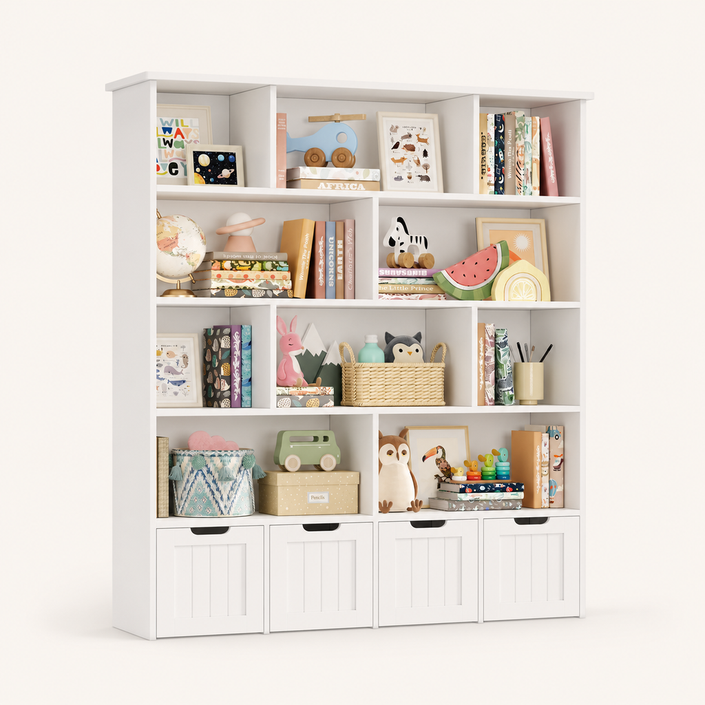 Kids Toy Storage 4 Drawers 11 Shelves Montessori & Toys