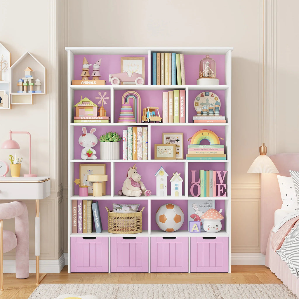 Kids Toy Storage 4 Drawers 13 Shelves Montessori & Toys