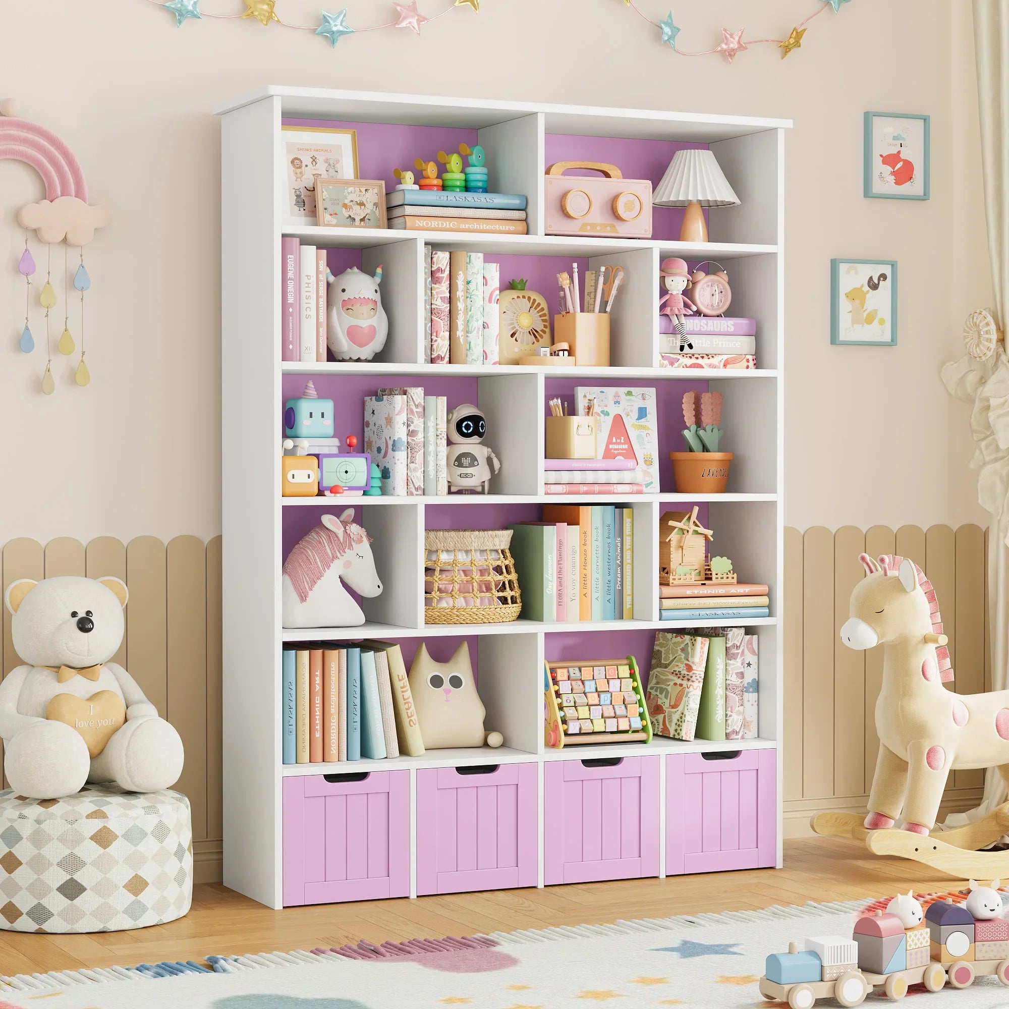 Kids Toy Storage 4 Drawers 13 Shelves Montessori & Toys