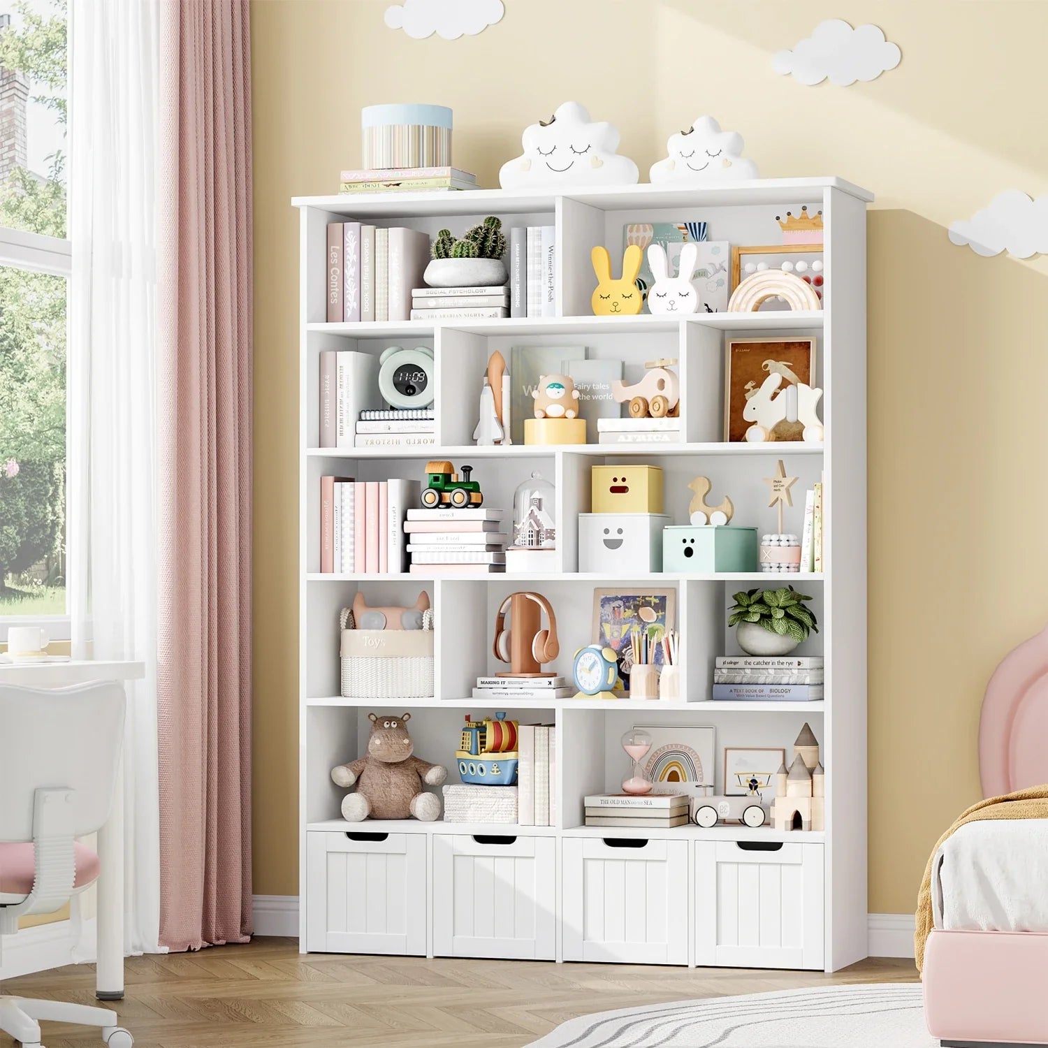 Kids Toy Storage 4 Drawers 13 Shelves Montessori & Toys