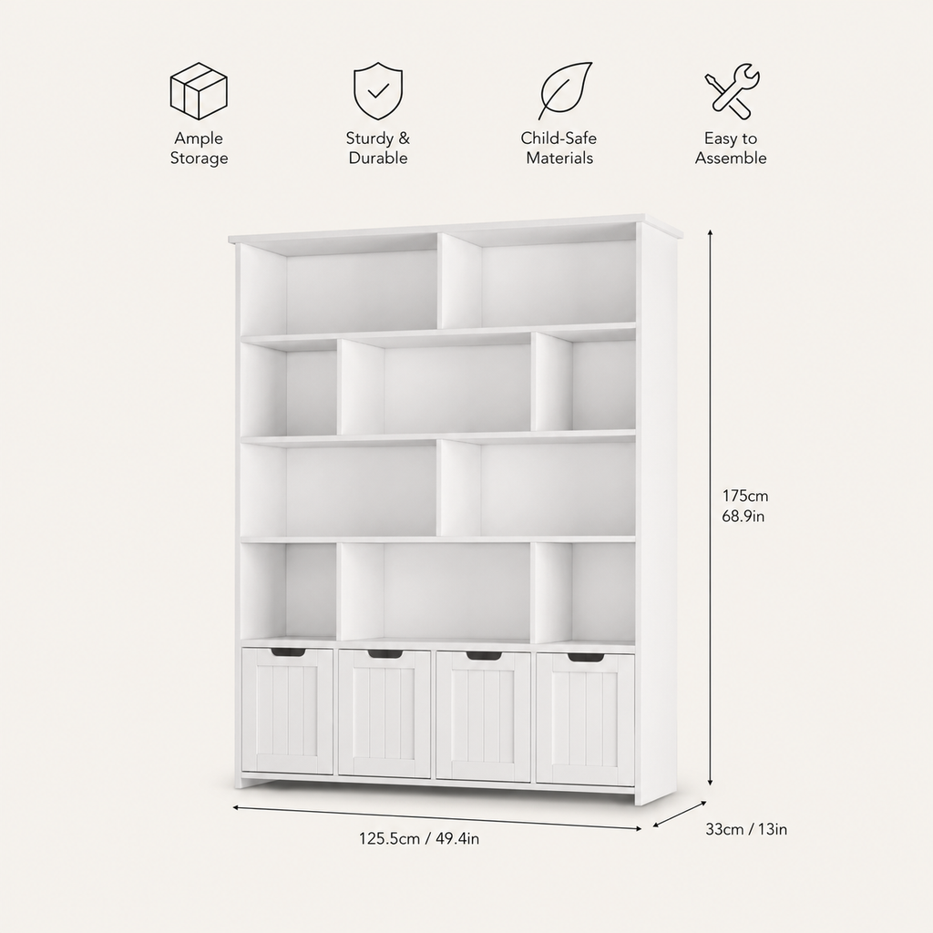 Kids Toy Storage 4 Drawers 13 Shelves Montessori & Toys