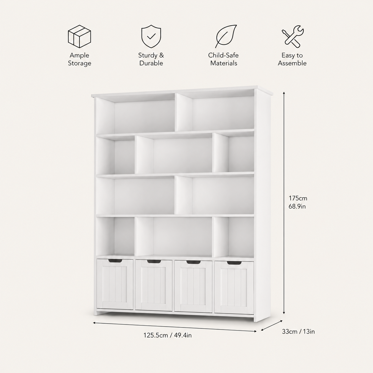 Kids Toy Storage 4 Drawers 13 Shelves Montessori & Toys