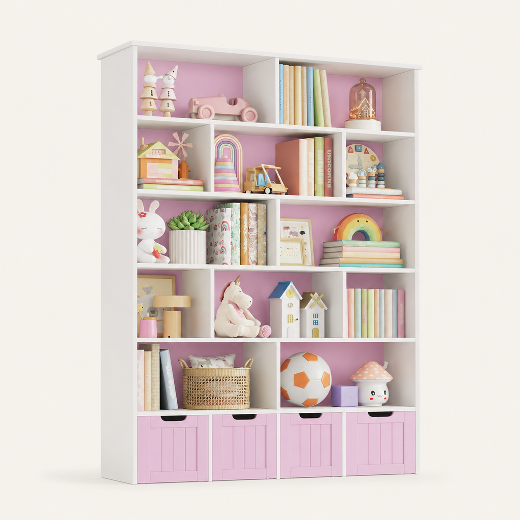 Kids Toy Storage 4 Drawers 13 Shelves Montessori & Toys