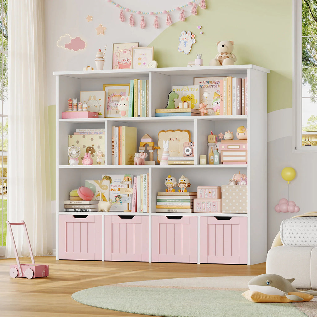 Kids Toy Storage 4 Drawers 8 Shelves Montessori & Toys