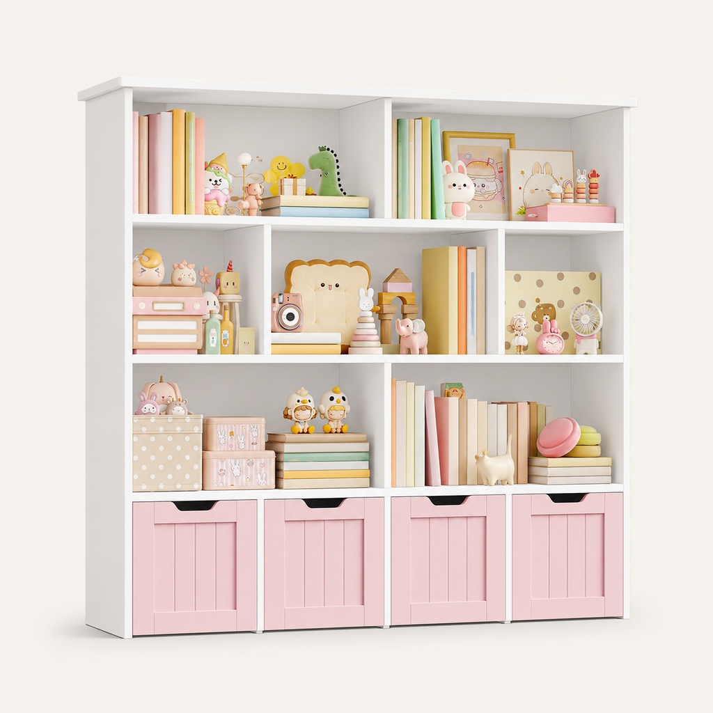 Kids Toy Storage 4 Drawers 8 Shelves Montessori & Toys
