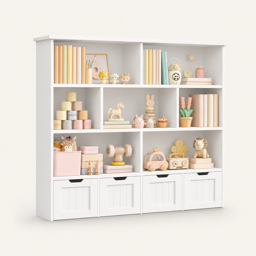 Kids Toy Storage 4 Drawers 8 Shelves Montessori & Toys
