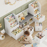 Kids Toy Storage 4 Tier Bench Fabric Drawers Montessori & Toys