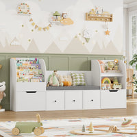 Kids Toy Storage 4 Tier Bench Fabric Drawers Montessori & Toys