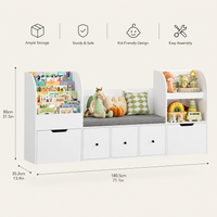 Kids Toy Storage 4 Tier Bench Fabric Drawers Montessori & Toys