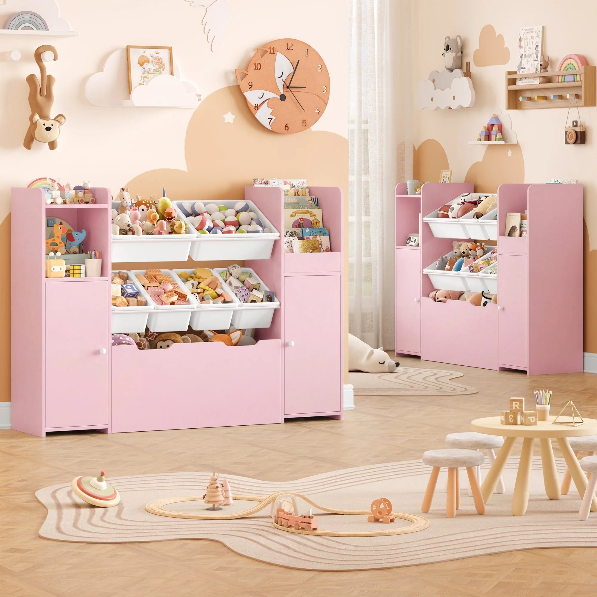 Kids Toy Storage 6 Boxes 2 Doors 1 Drawer Montessori & Toys