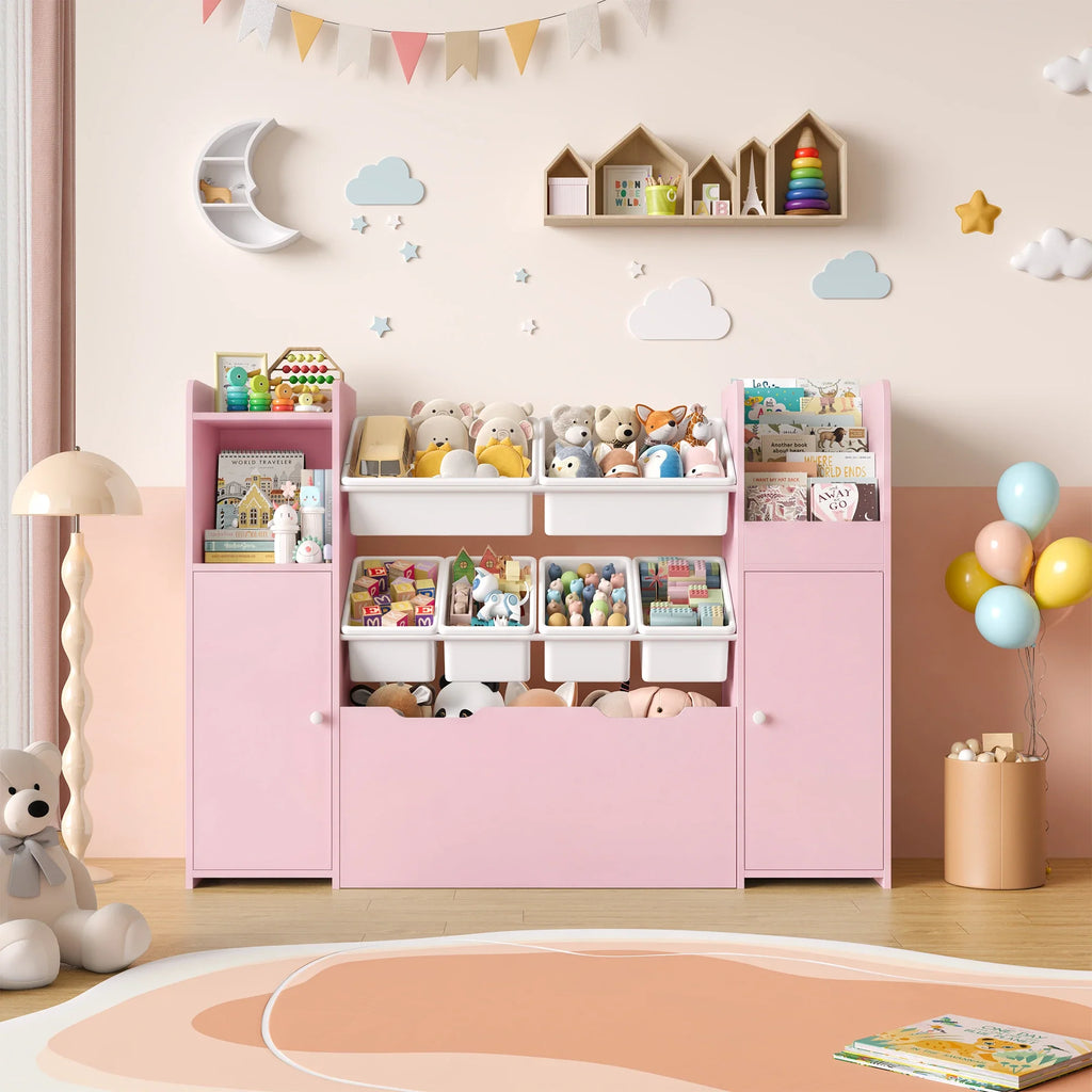Kids Toy Storage 6 Boxes 2 Doors 1 Drawer Montessori & Toys