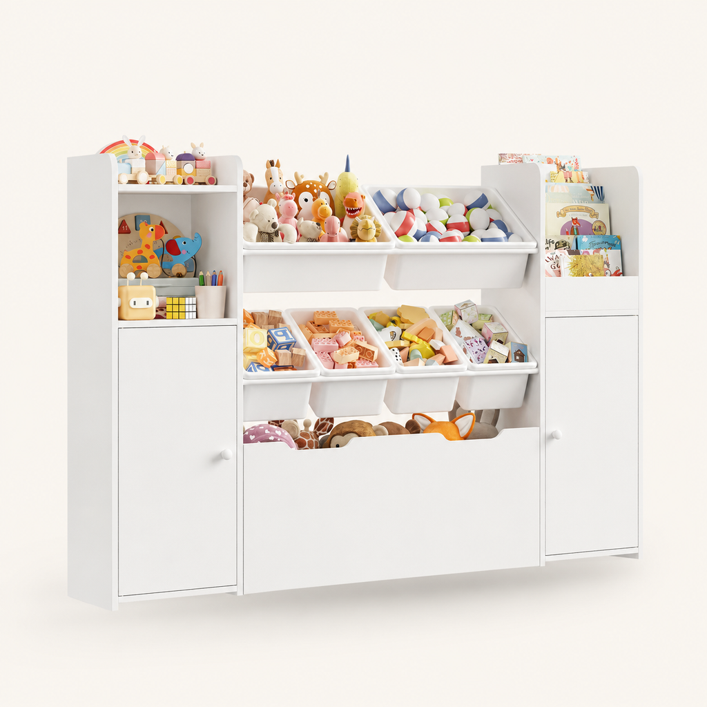 Kids Toy Storage 6 Boxes 2 Doors 1 Drawer Montessori & Toys
