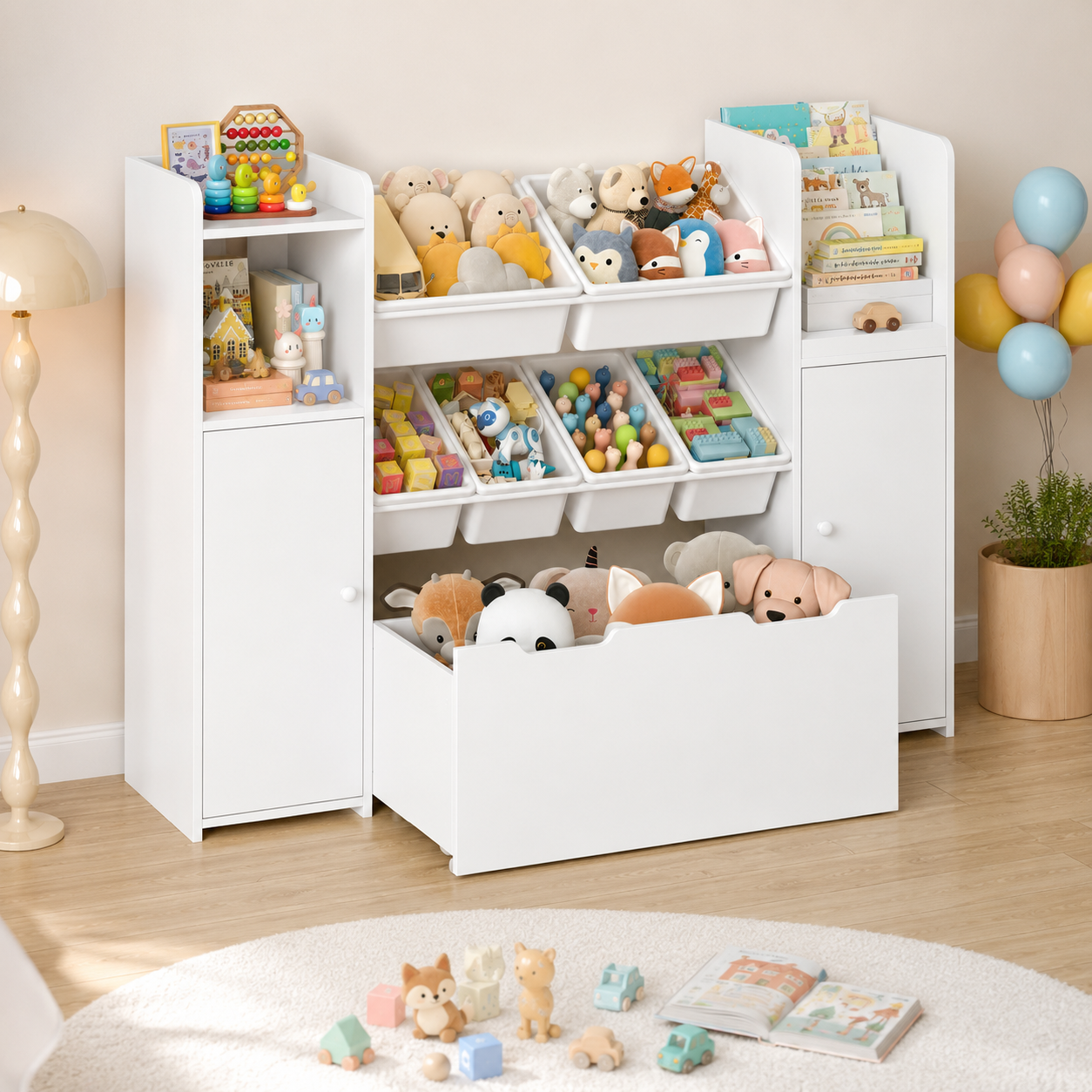 Kids Toy Storage 6 Boxes 2 Doors 1 Drawer Montessori & Toys