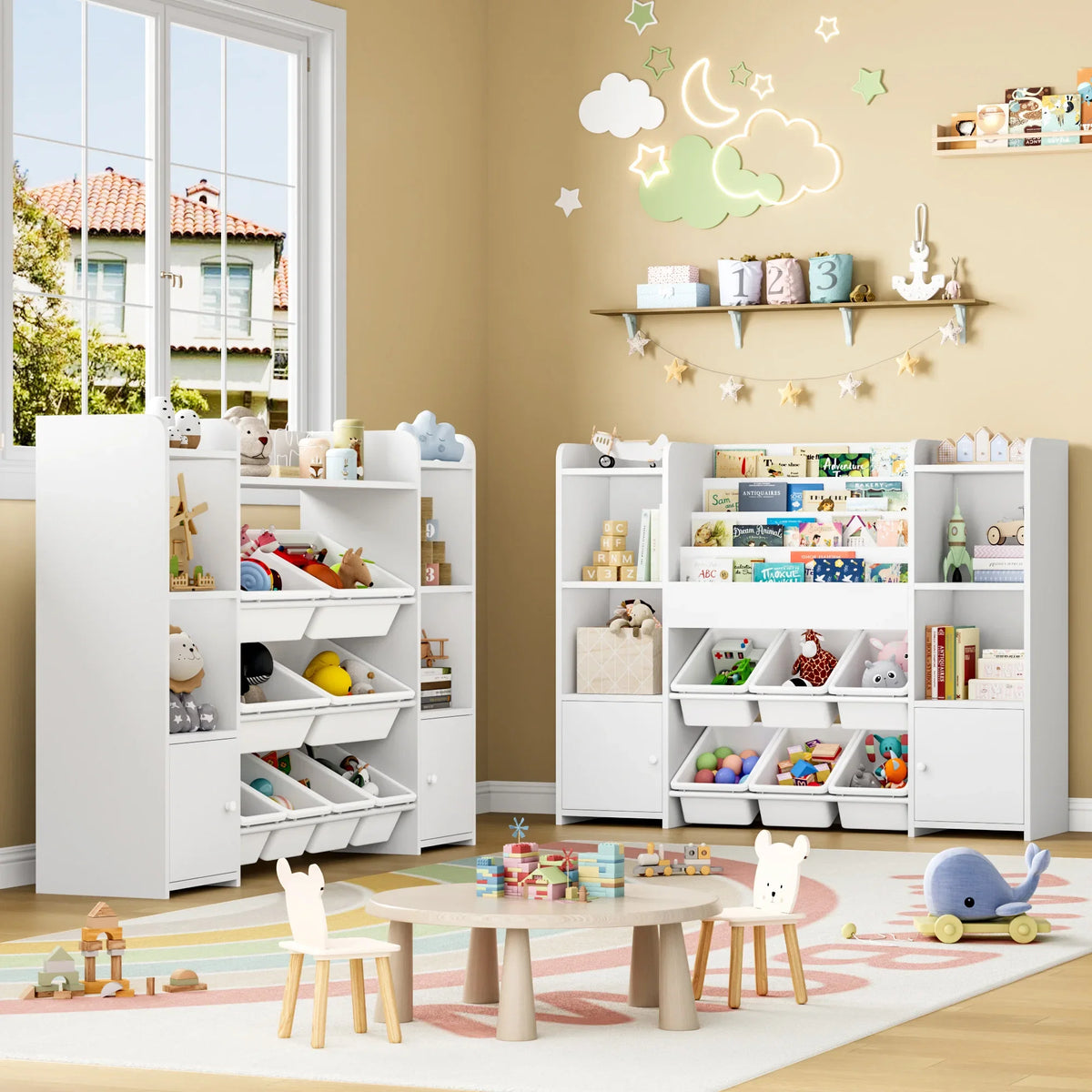 Kids Toy Storage 6 Boxes 4 Tier Bookshelf Montessori & Toys